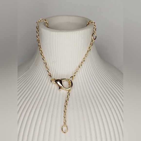 Gold Tone Blue Butterfly Pendant Necklace - Picture 3 of 3